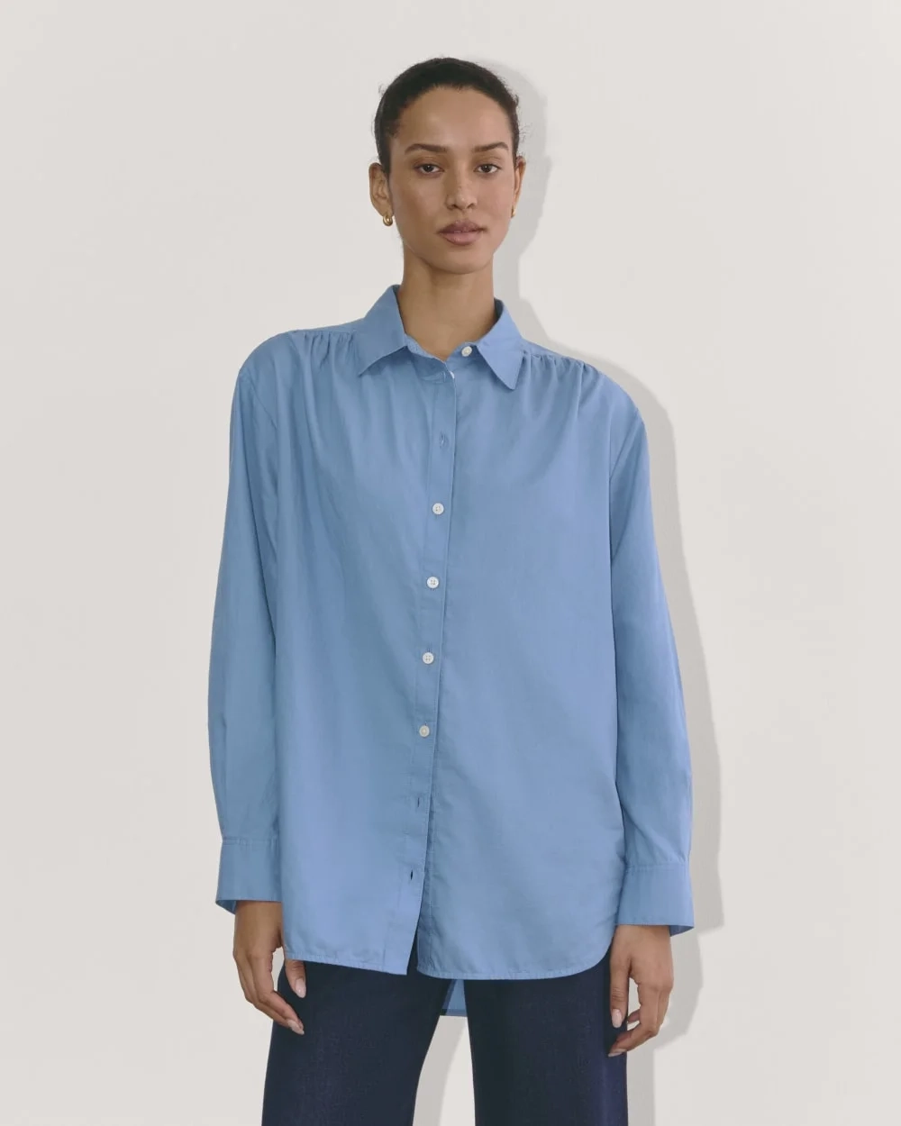 The Gathered Shirt in Silky Cotton | Bluebell