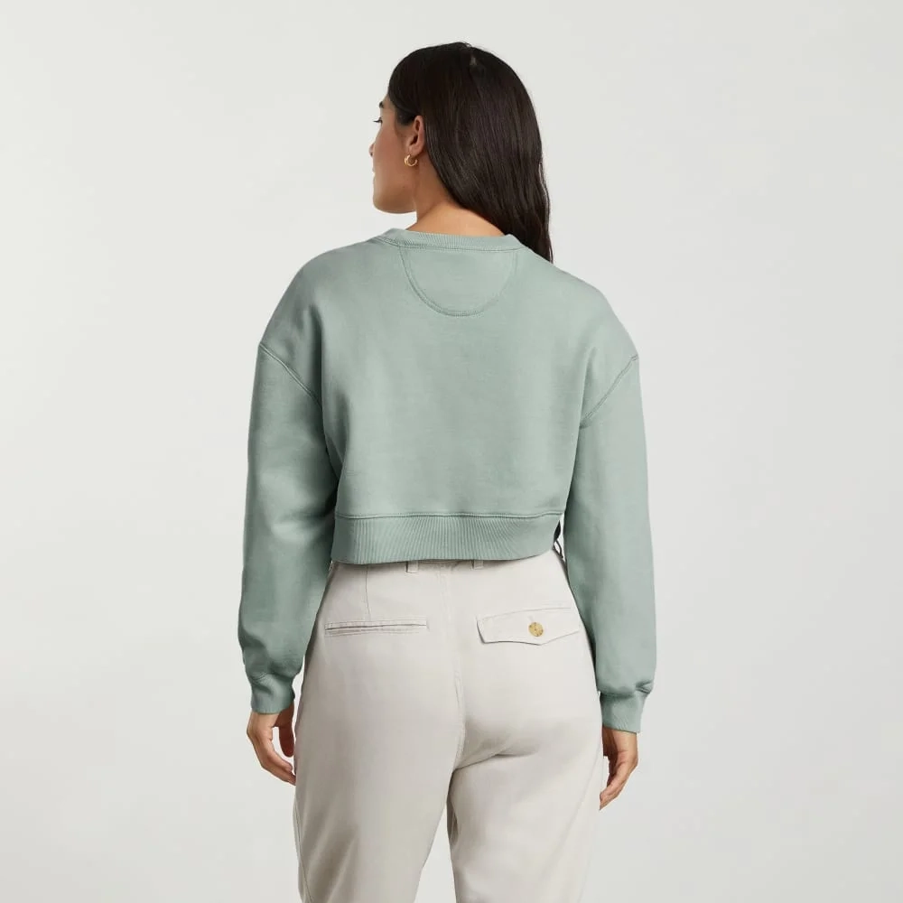The Organic Cotton Cropped Crew | White Sage (4)