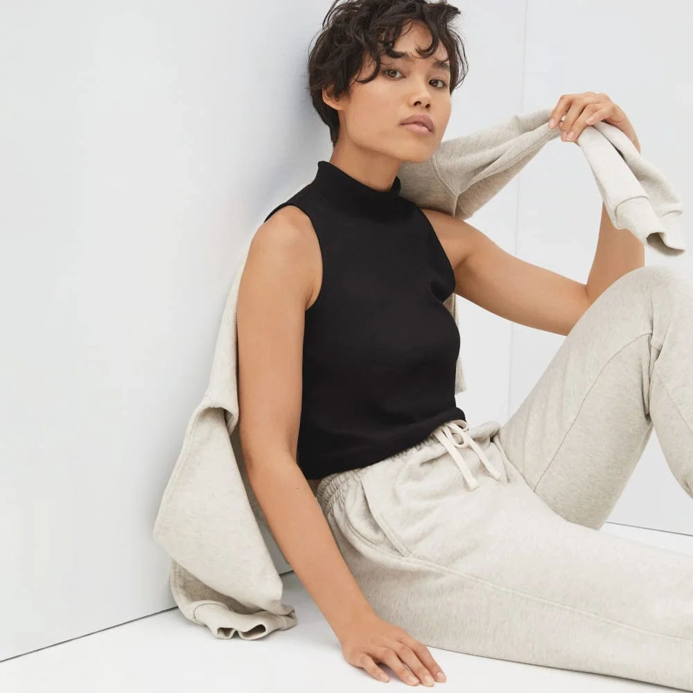 The Ribbed Mockneck Tank | Black