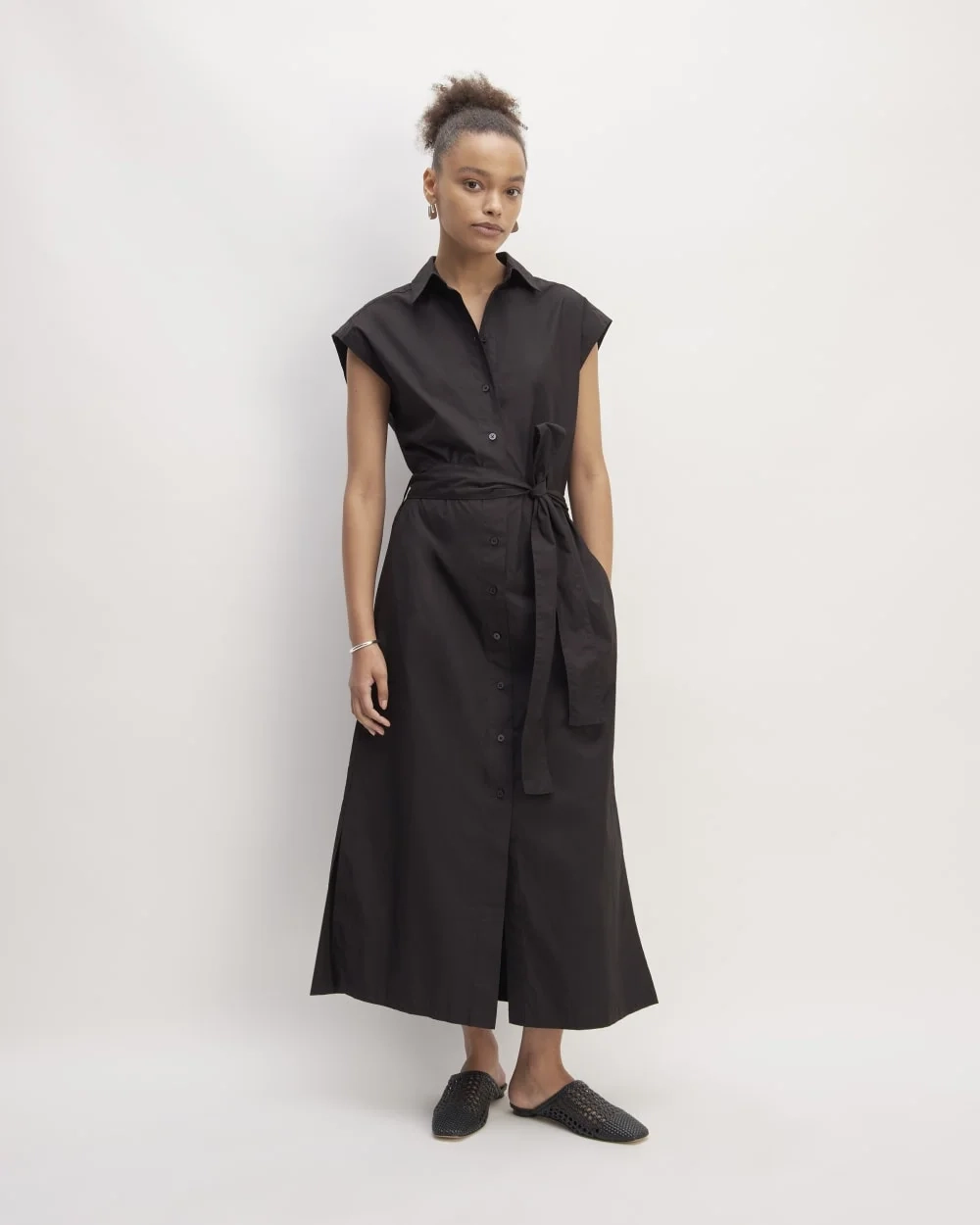 The Supima® Cotton Short-Sleeve Shirt Dress | Black