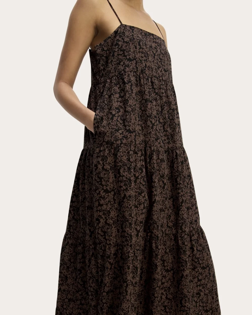 The Gauze Tiered Dress | Black / Cocoa Small Floral (2)