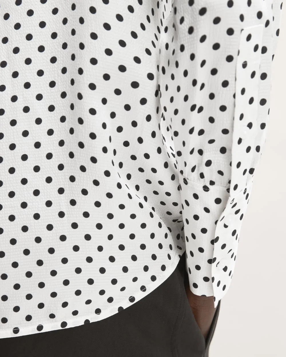 The Hammered Satin Popover Shirt | Bone / Black Polka Dot (5)