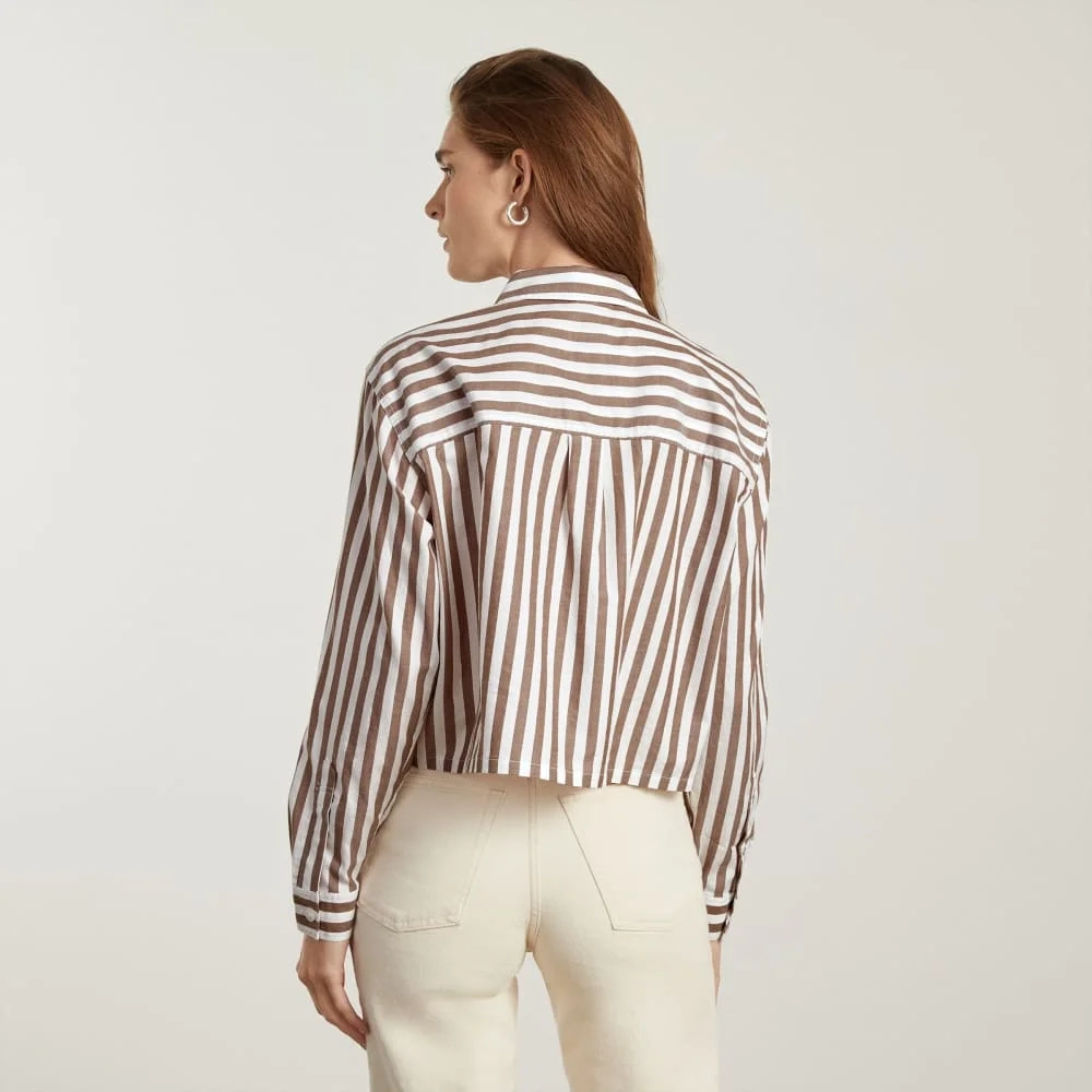 The Way-Short Shirt in Silky Cotton | Espresso / White (3)