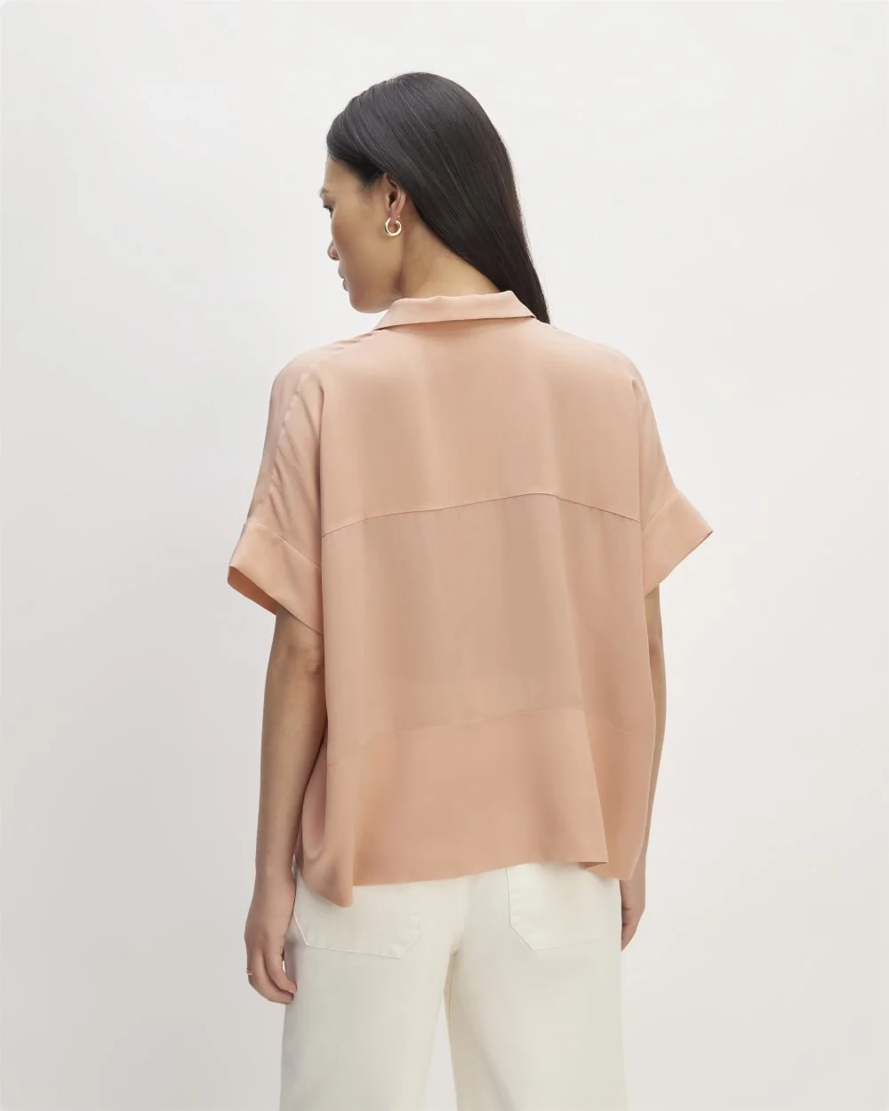 The Boxy Shirt in Washable Silk | Blush Pink (4)