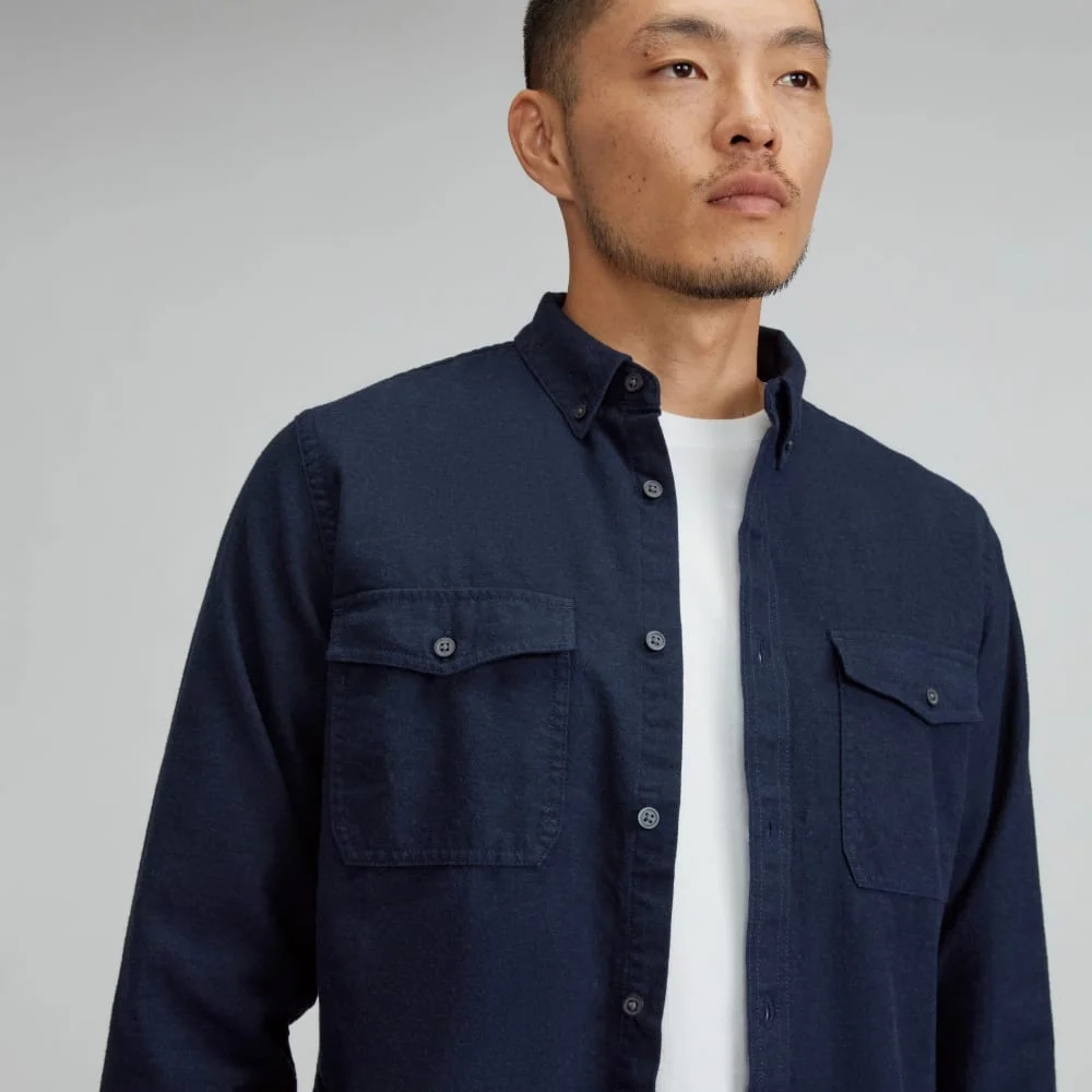 The Brushed Flannel Shirt | Heather Navy (4)