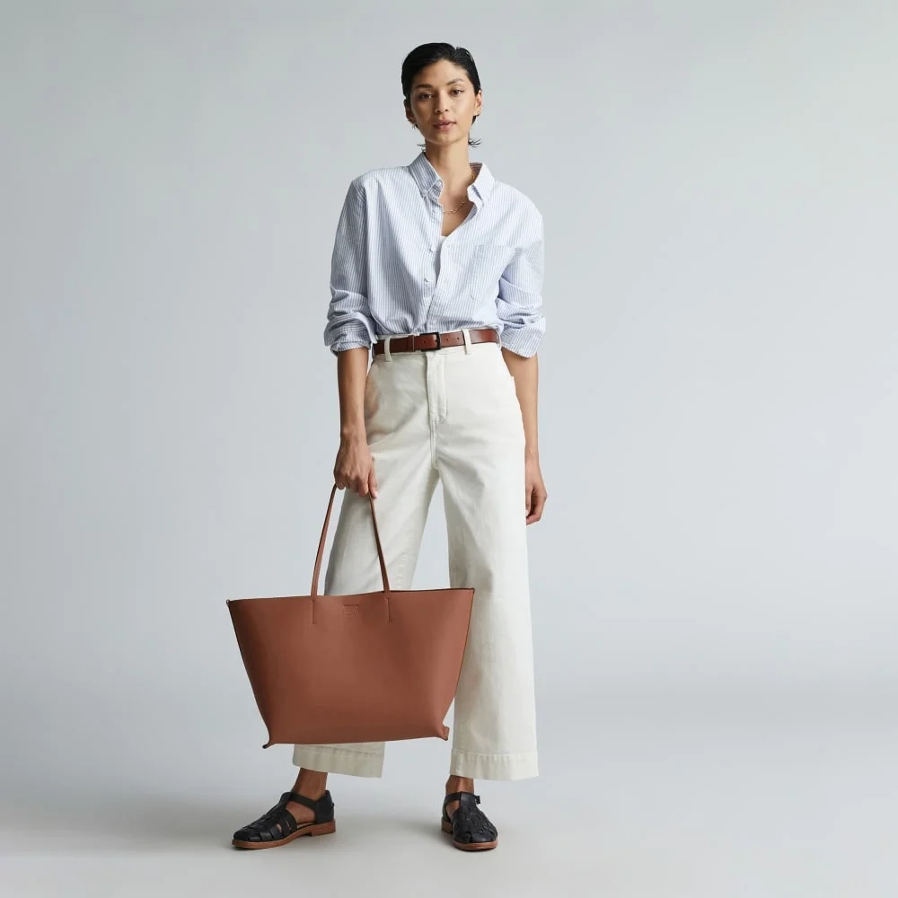 The Luxe Italian Leather Tote | Cognac (4)