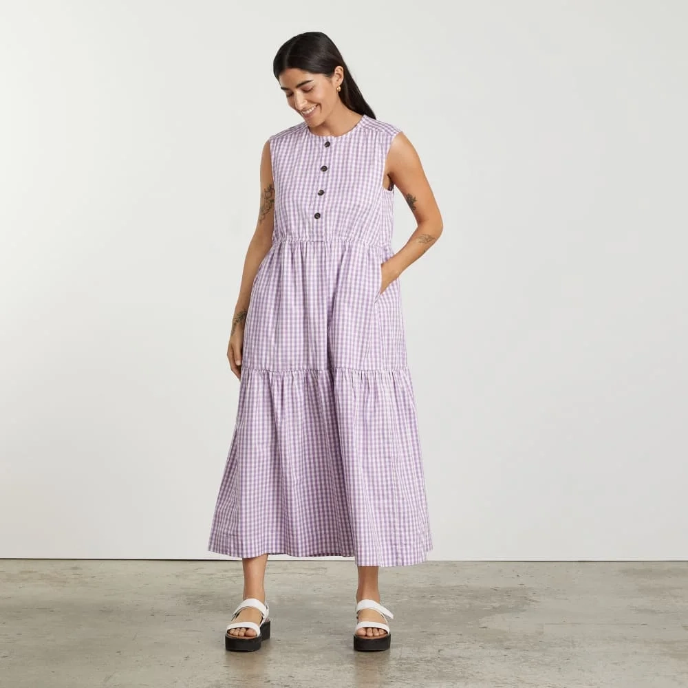 The Tiered Midi Dress | Orchid Gingham (2)