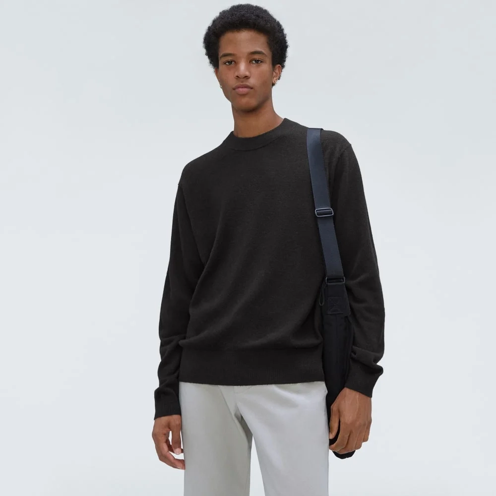 The Merino-Blend Crewneck Sweater | Black (3)