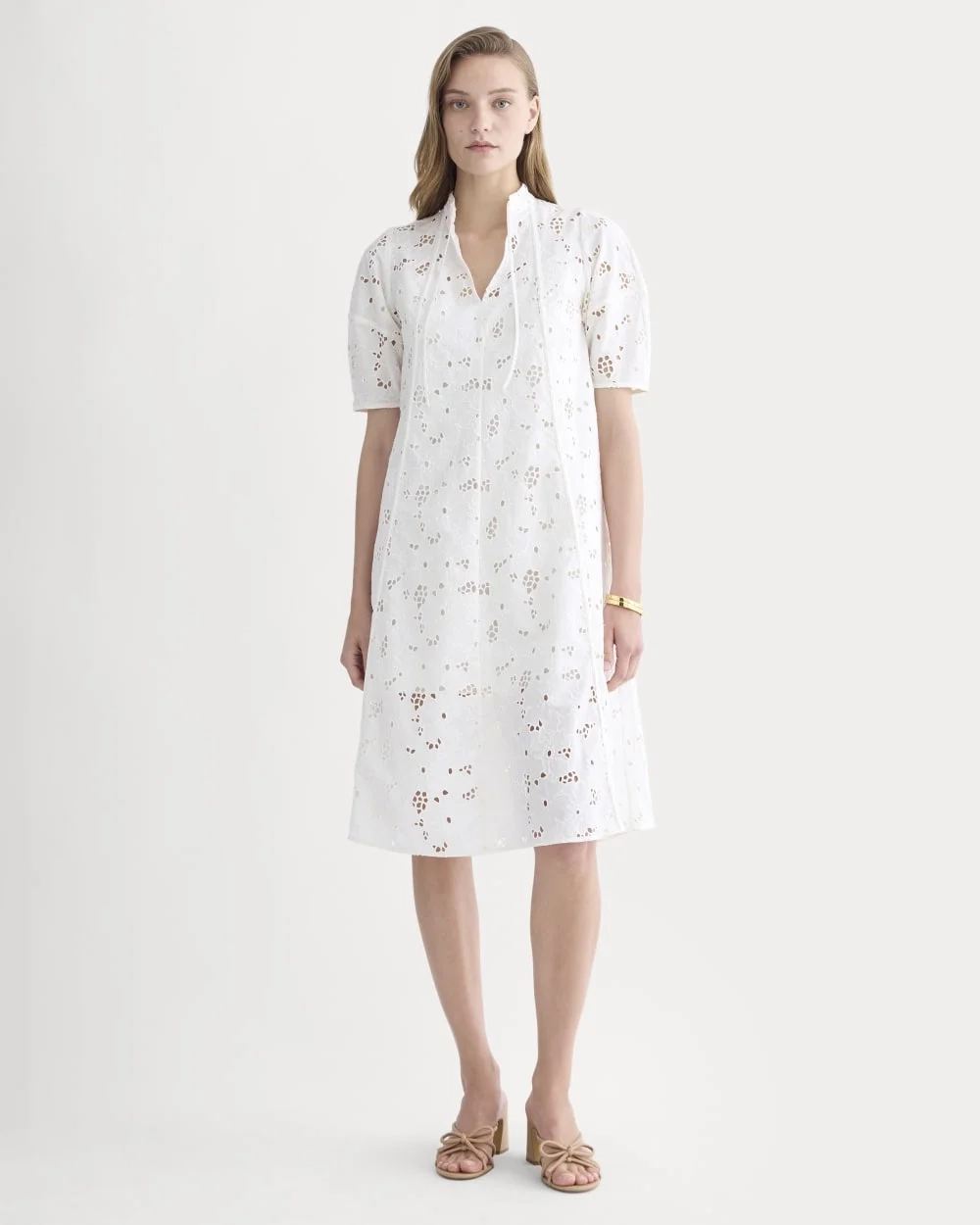 The Eyelet Midi Dress | Bone
