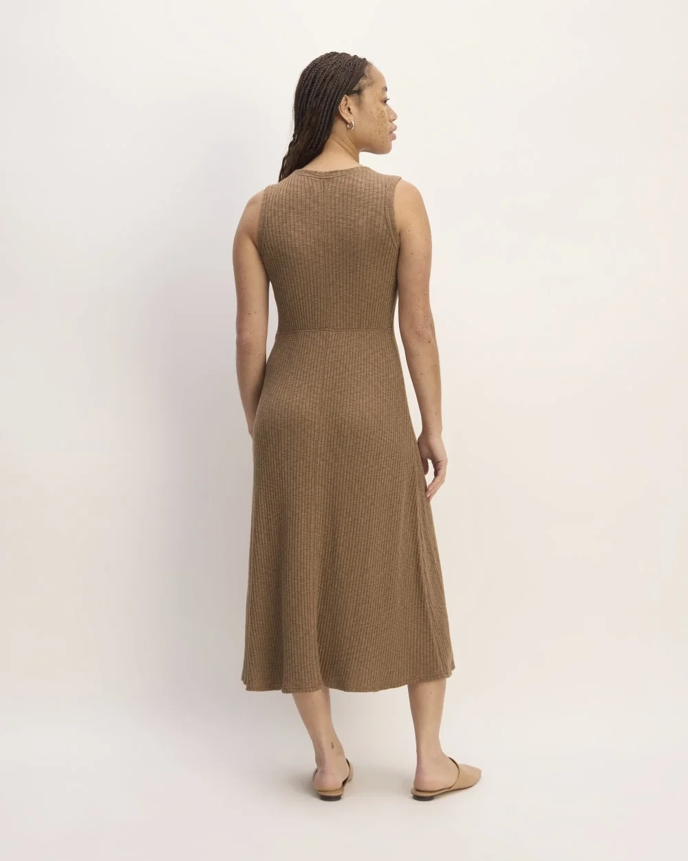 The Rib-Knit A-Line Tank Dress | Carob Brown (2)
