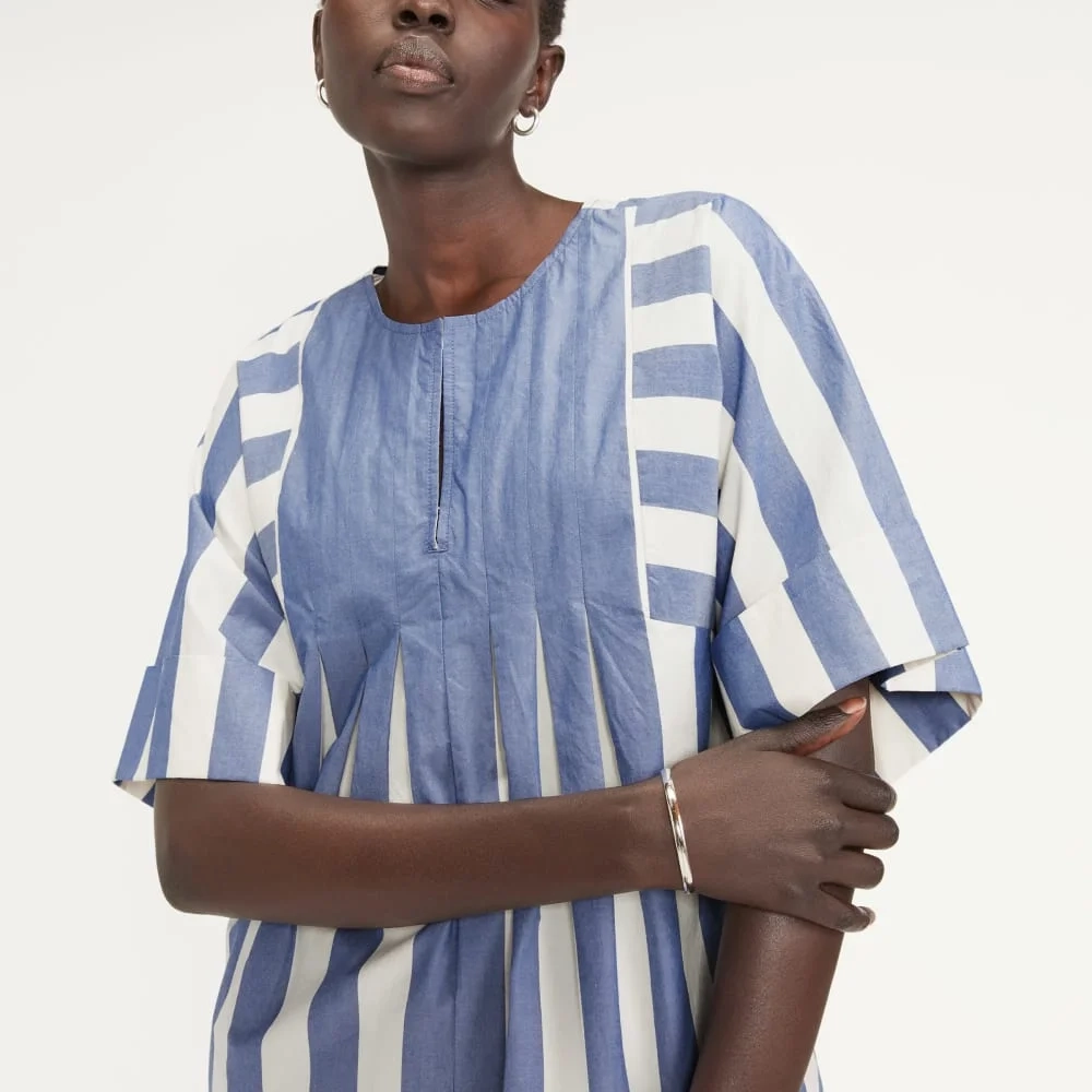 The Poplin Tunic | Mazarine Blue / Bone (3)
