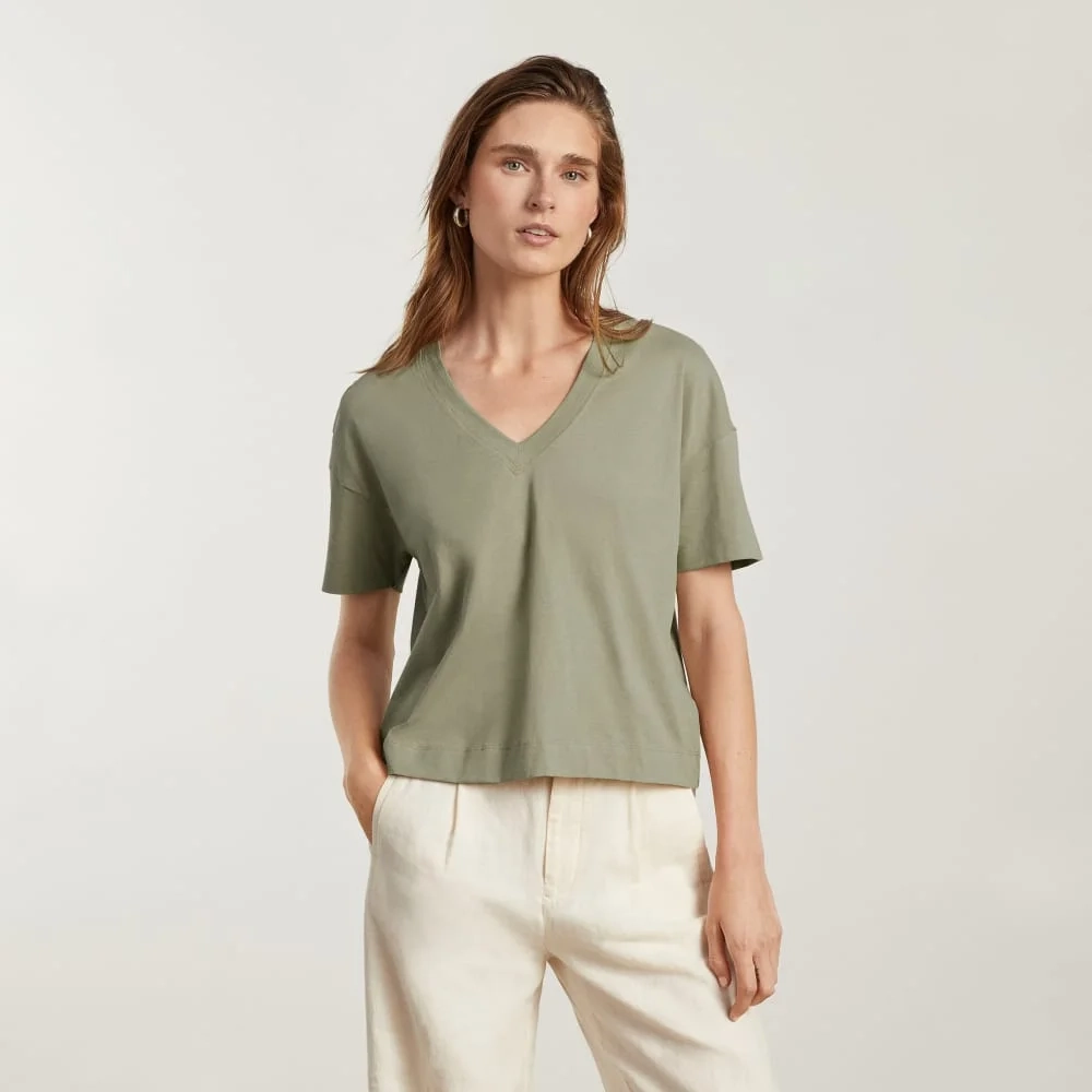 The Organic Cotton Slouchy V-Neck | Reed (4)