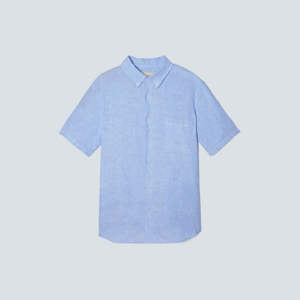 The Classic Short-Sleeve Shirt in Linen | Light Blue (3)