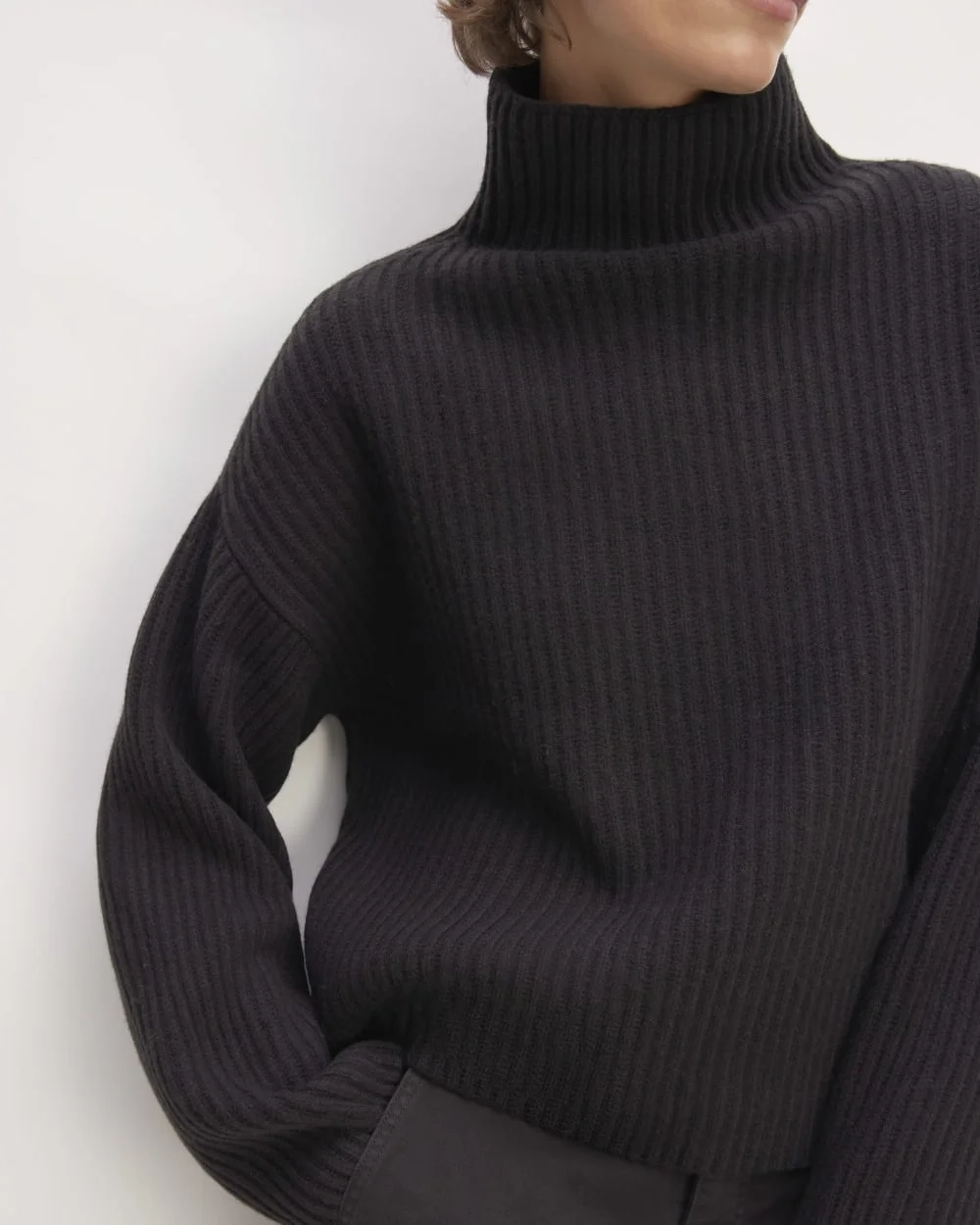 The Felted Merino Funnel-Neck Pullover | Black (3)