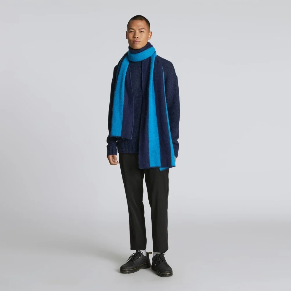 The Alpaca Patterned Scarf | Horizon Blue / Ocean Cavern (4)