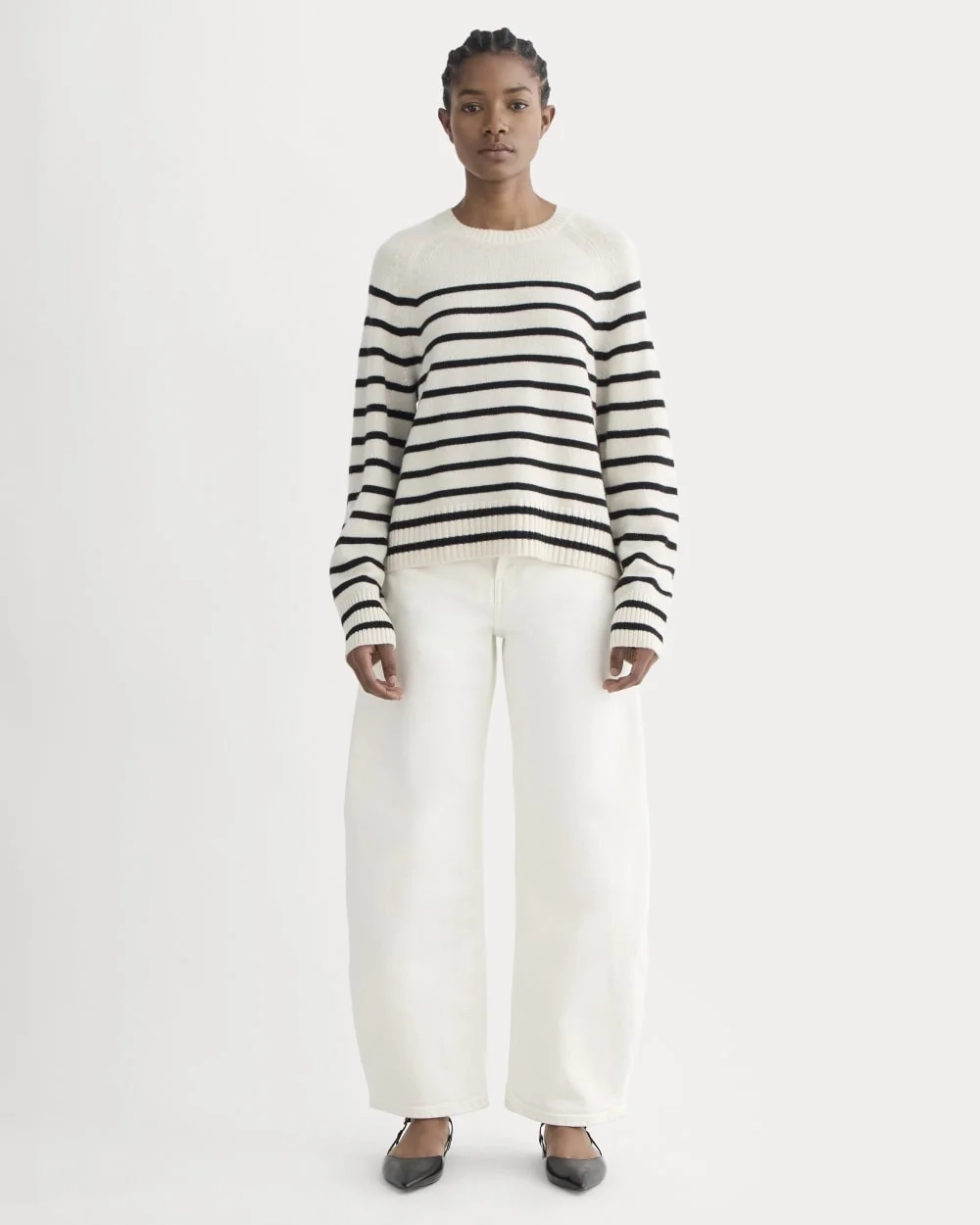 The Boxy Crew in Cashmere | Bone / Black (2)