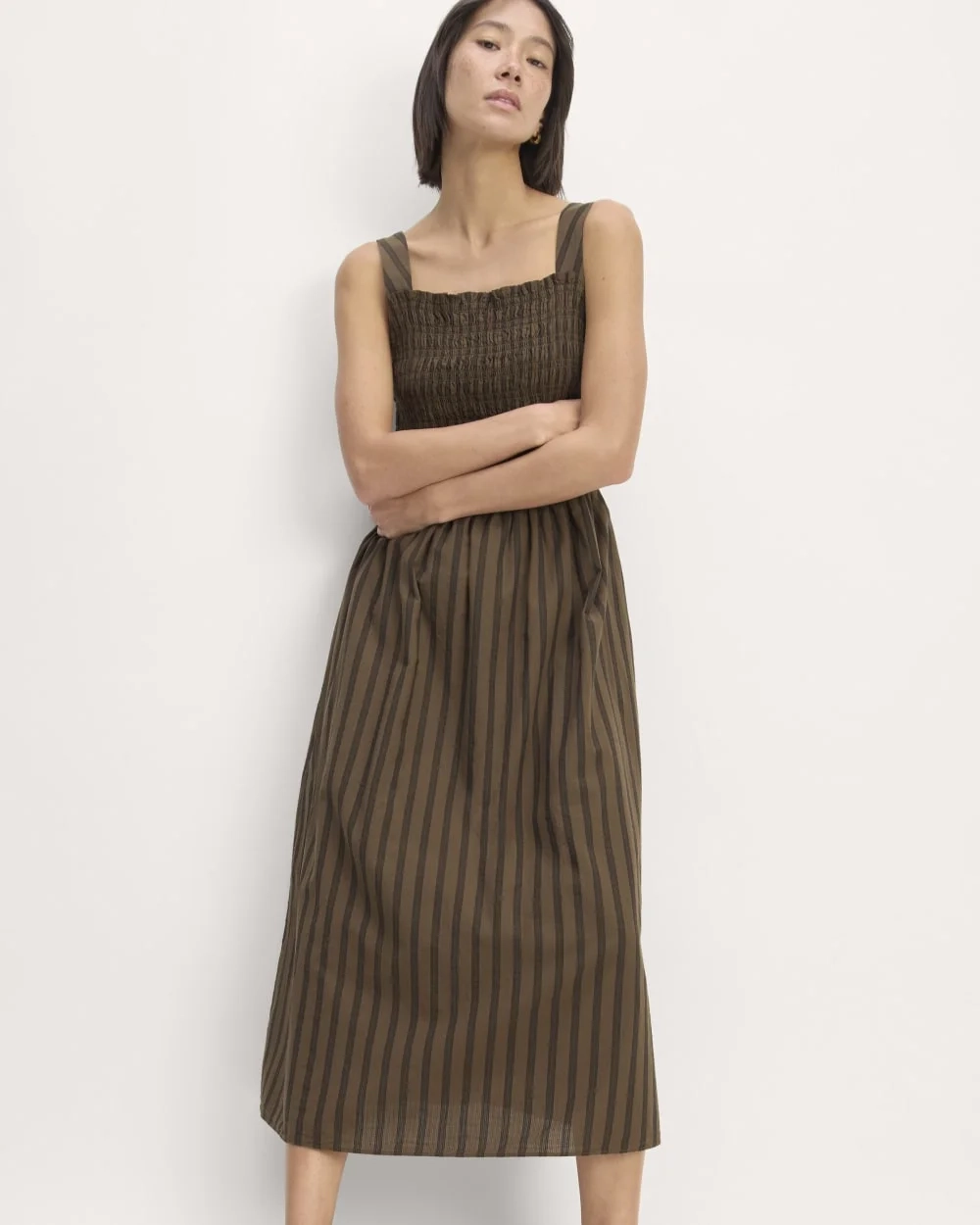 The Gauze Smock Dress | Cocoa / Black (3)