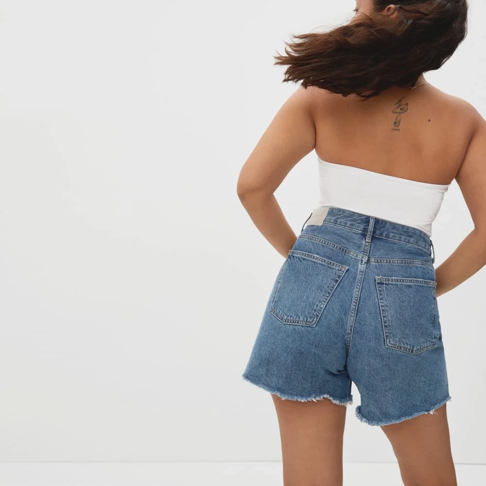The A-Line Denim Short | Medium Indigo (5)