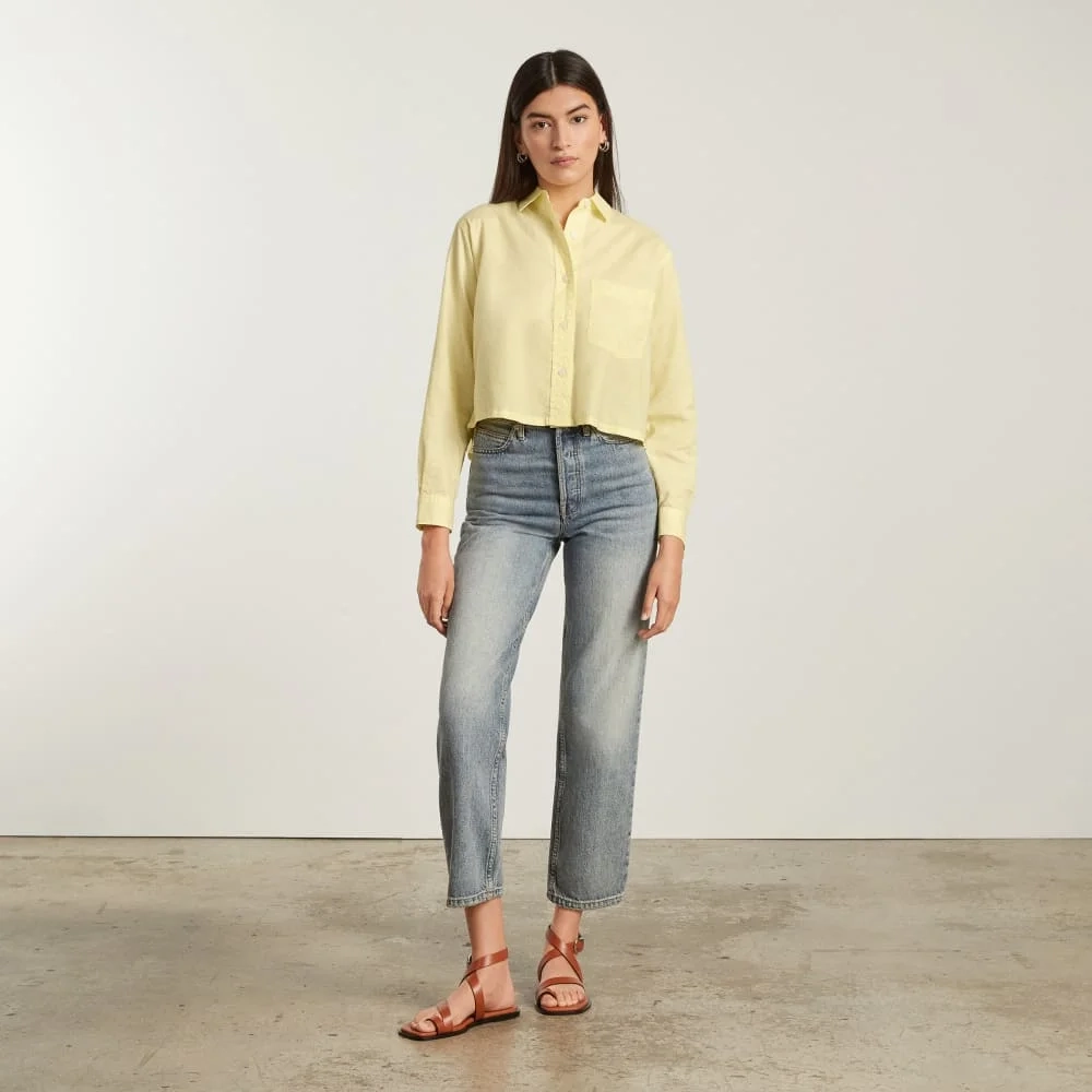 The Way-Short Shirt in Silky Cotton | Pastel Yellow (2)