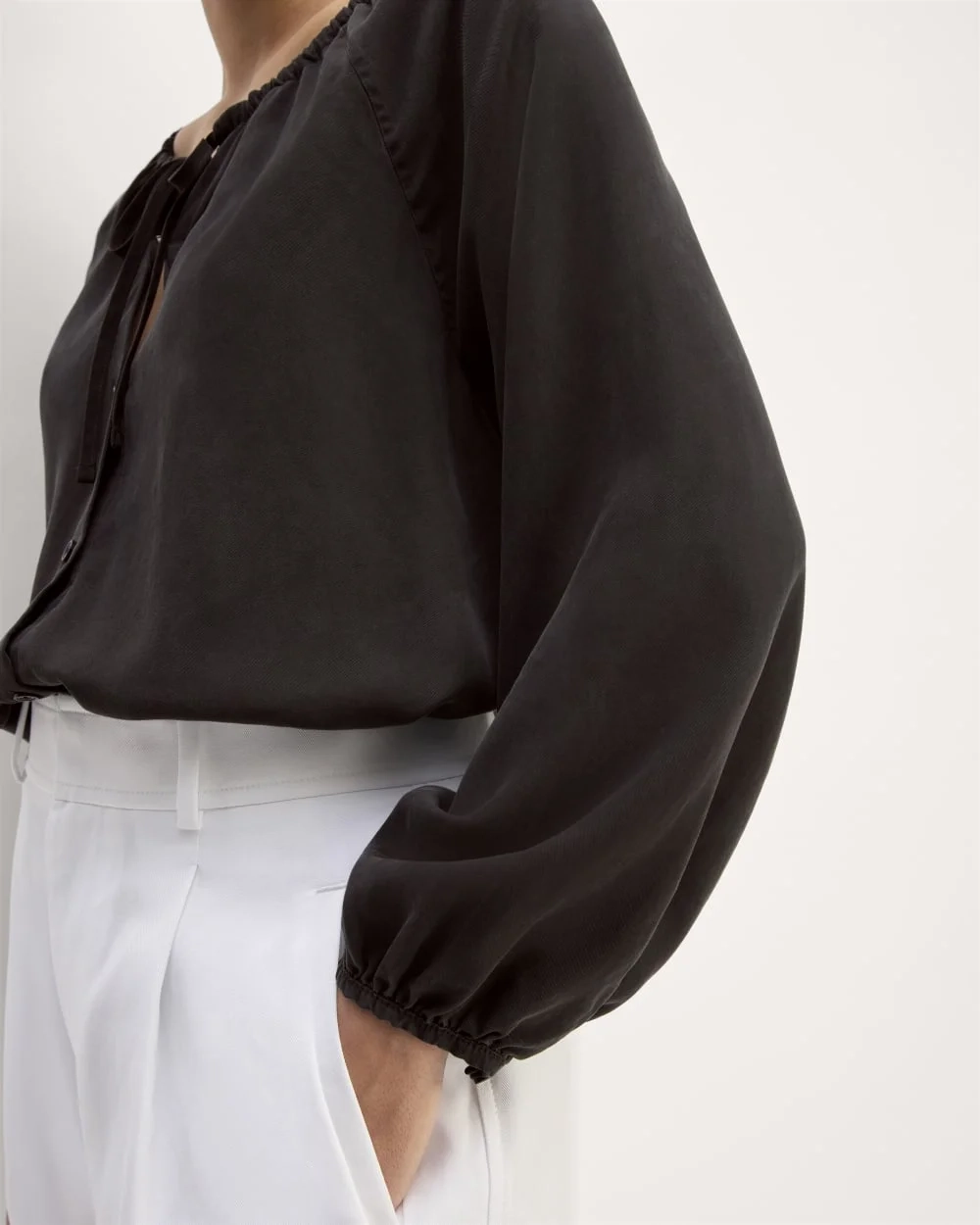 The Gathered Shirt in Butterlite | Black (4)