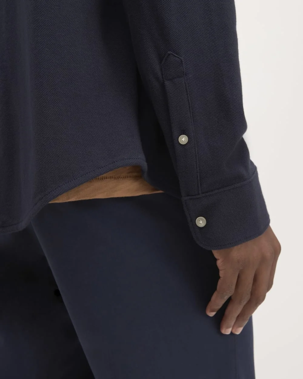 The Long-Sleeve Pique Shirt | Deep Navy (2)