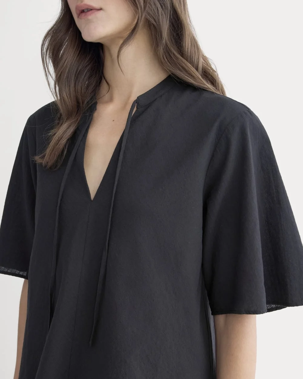 The Gauze Tie-Front Shirt | Black (4)
