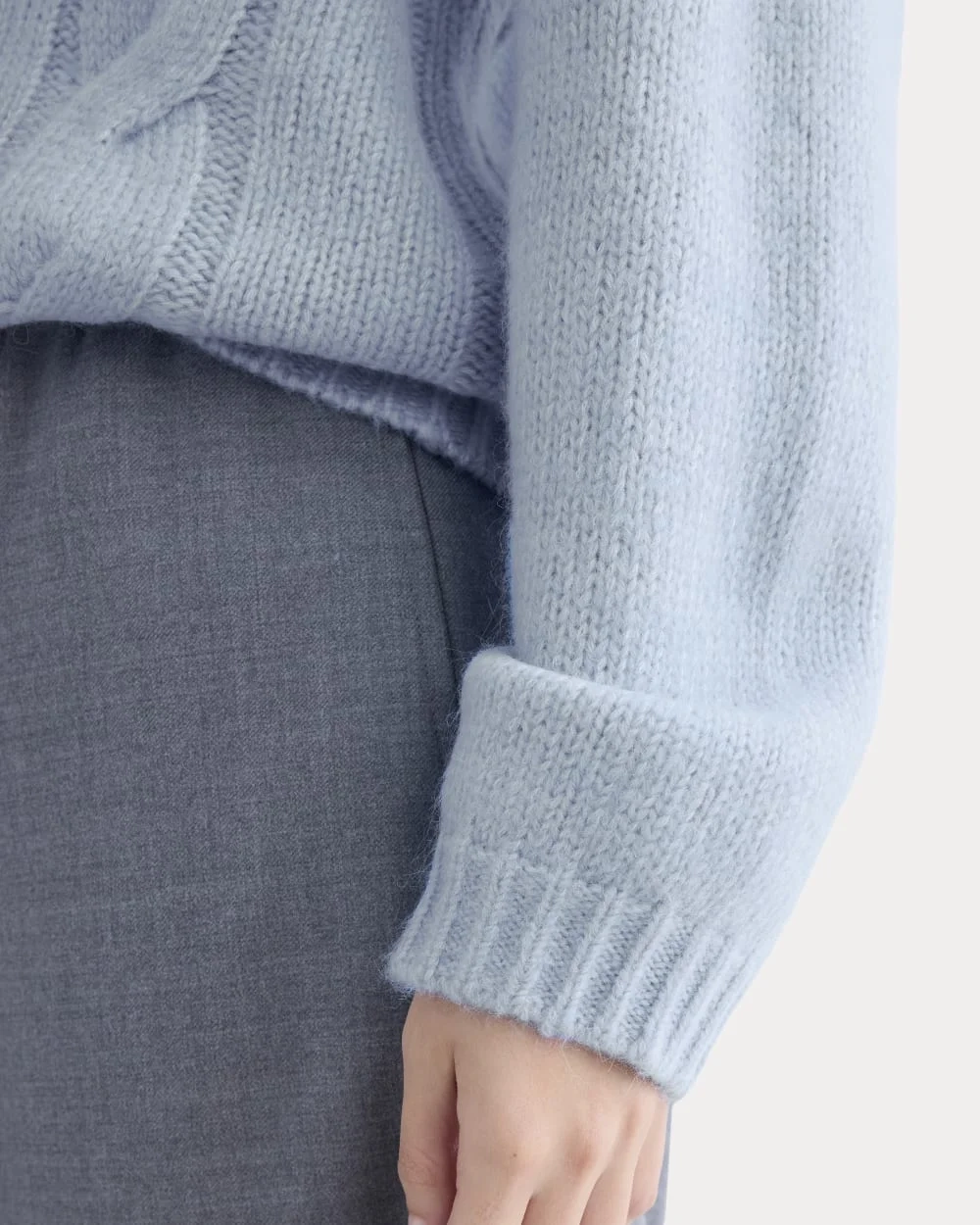 Cloud Cable V-Neck Sweater | Forever Blue (4)