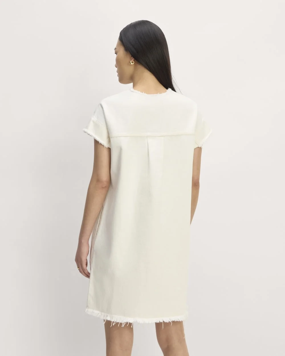 The Denim Workwear Shirtdress | Frayed Hem Bone (3)