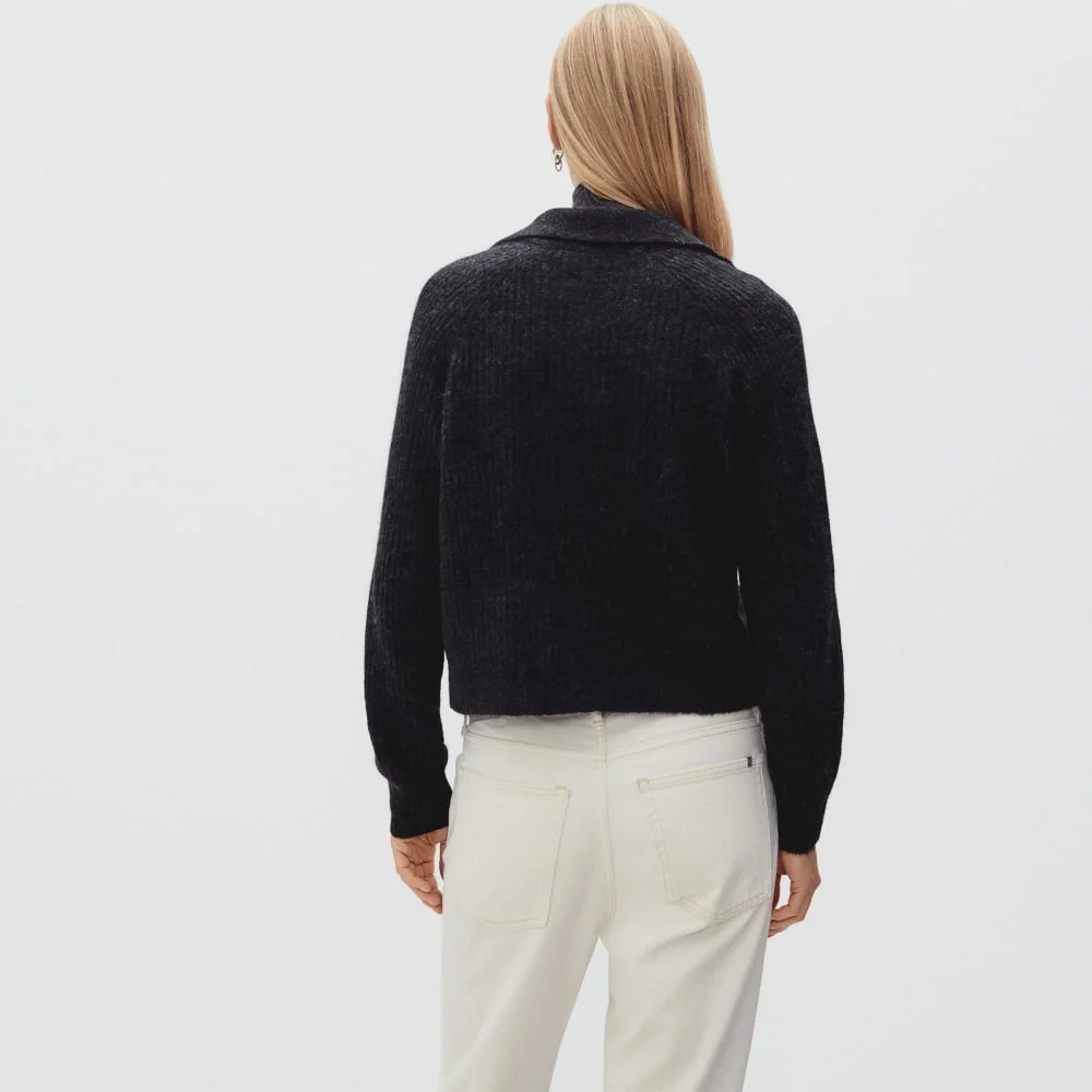 The Alpaca Collared Cardigan | Heathered Black (3)