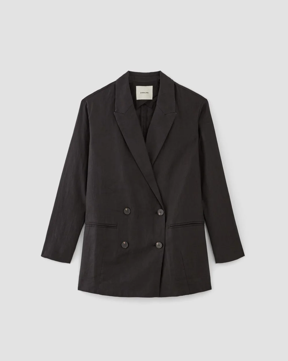 The Linen Double Breasted Blazer | Black (3)