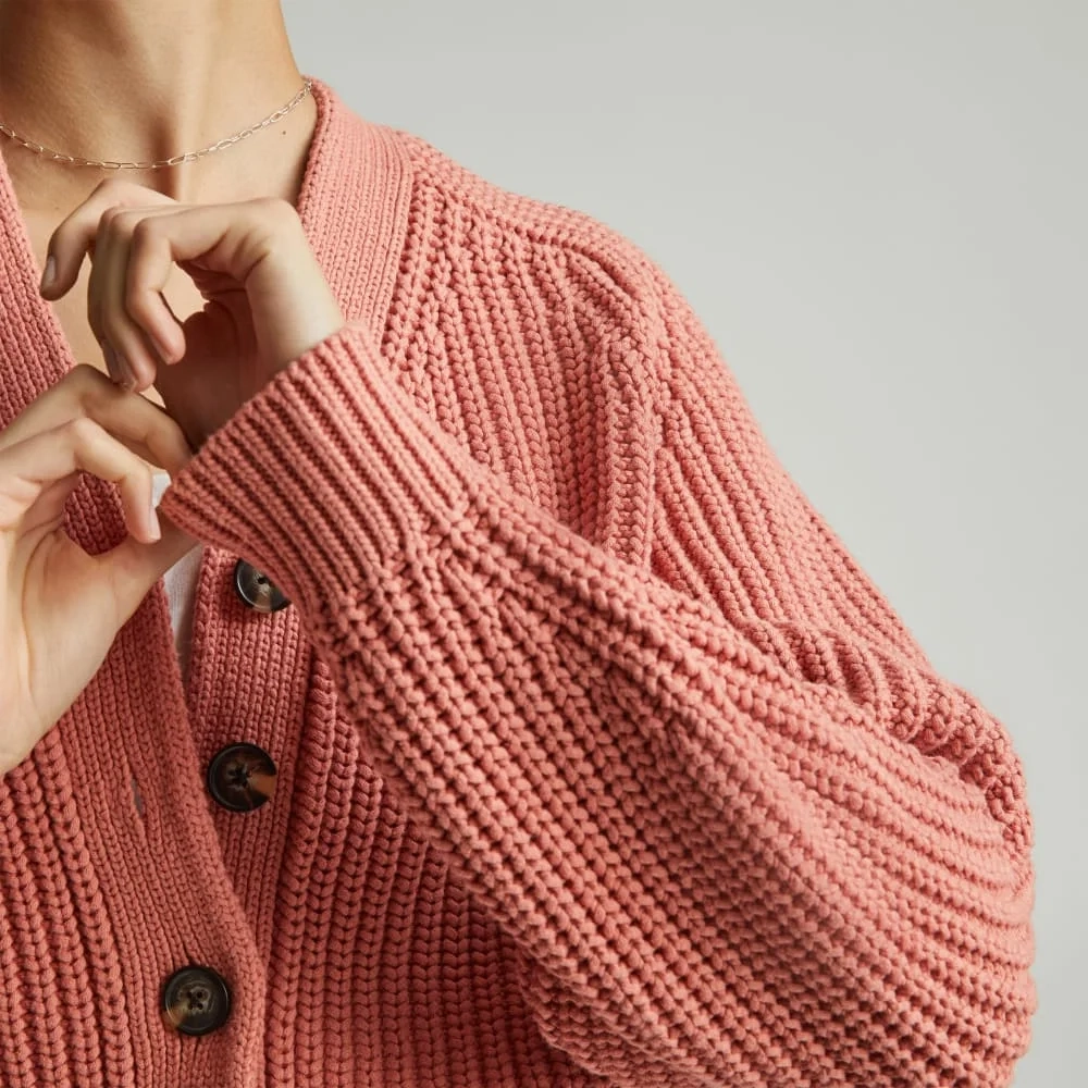 The Texture Cotton Cardigan | Light Rose (4)