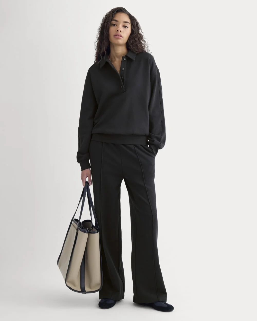 Lightweight Terry Polo Sweatshirt | Black (3)