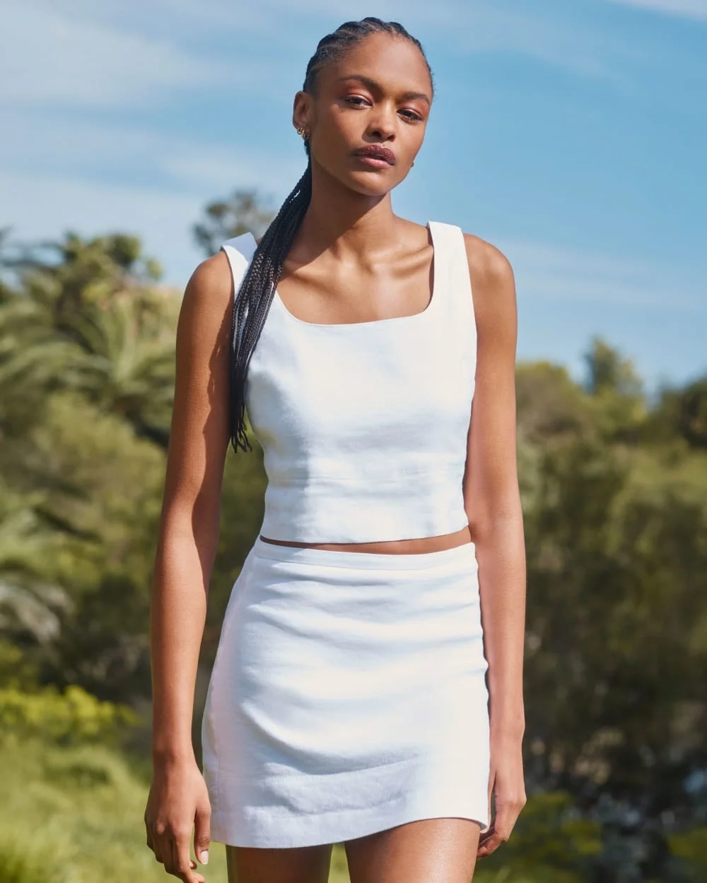 The Square Tank in Stretch Linen | White (6)