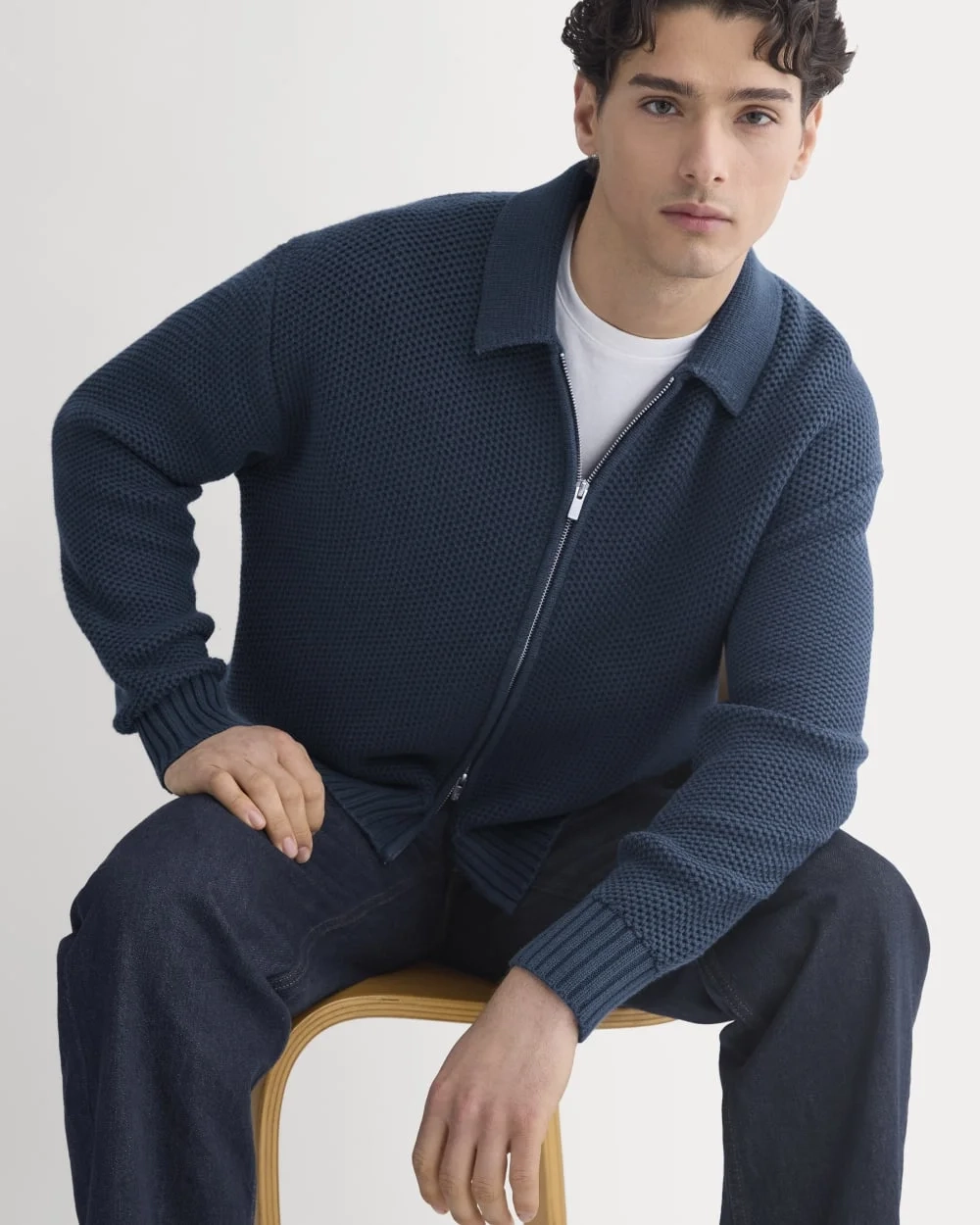 Honeycomb Sweater Jacket | Midnight Navy (3)
