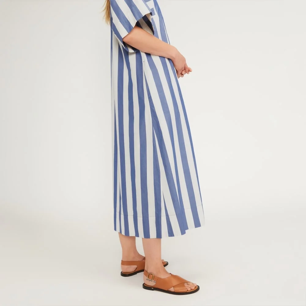 The Poplin Caftan Dress | Mazarine Blue / Bone (4)