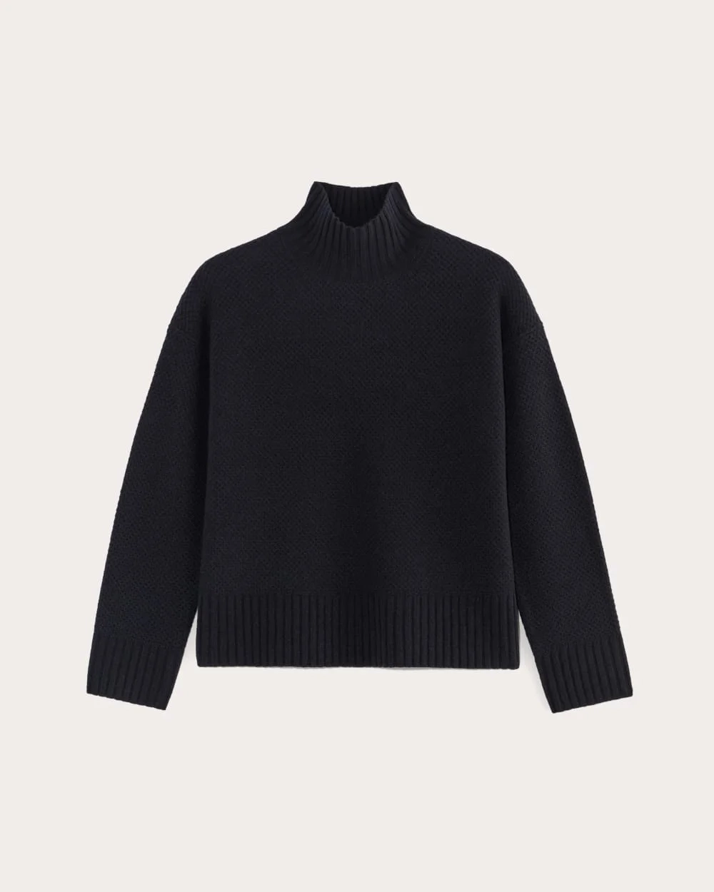 The Honeycomb Funnel Neck in Wool Cashmere | Navy (3)
