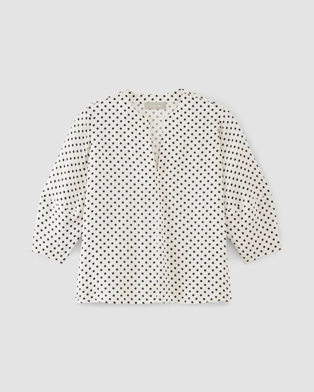 The Hammered Satin Balloon Sleeve Top | Bone / Black Polka Dot (2)