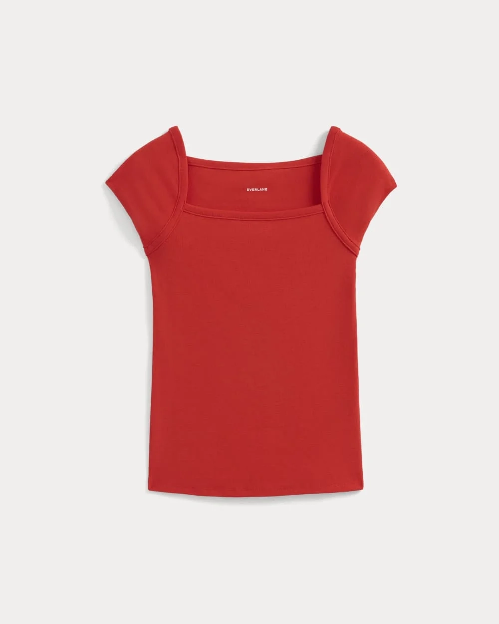 RetroSoft Cotton Square-Neck Tee | Fiery Red (4)