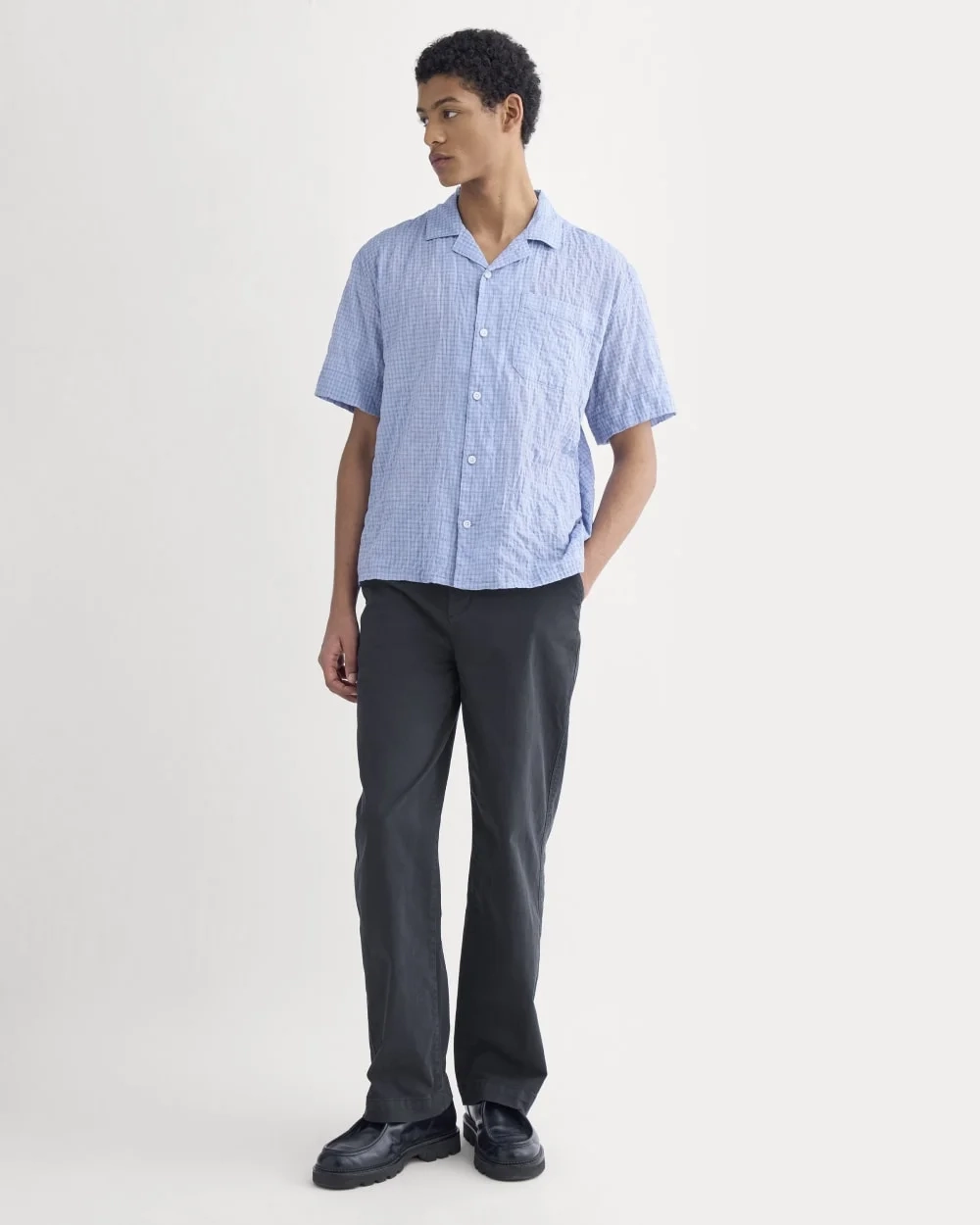Textured Voile Resort Shirt | Open Air Plaid (3)