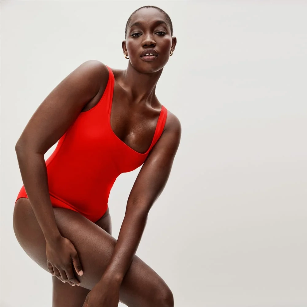 The Square-Neck One-Piece | Bright Red (5)
