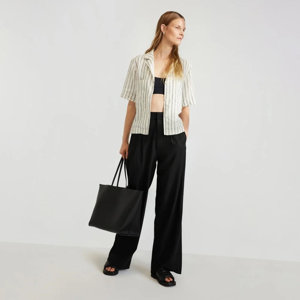 The Linen Workwear Shirt | Black / Canvas Tan (4)