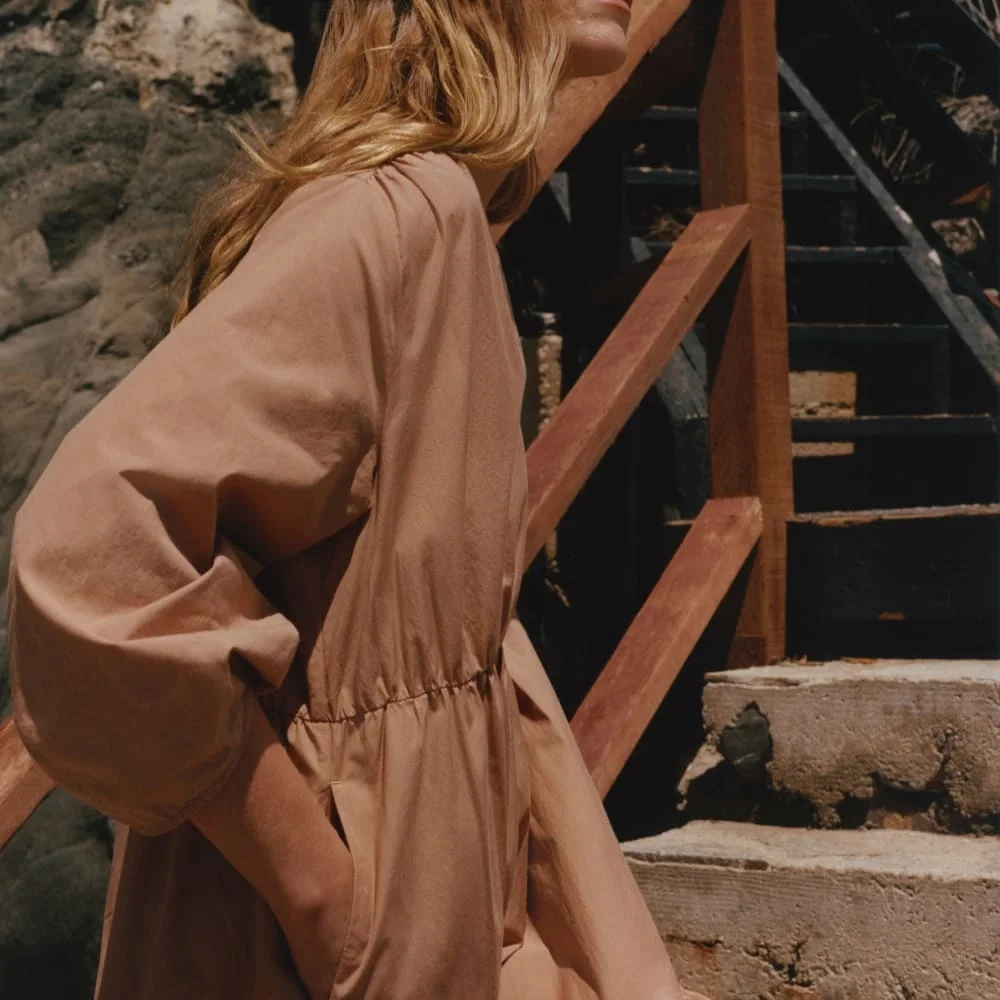 The Poplin Tiered Dress | Caramel (3)