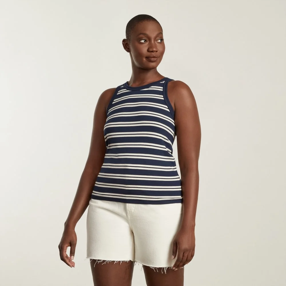 The Tank in Essential Cotton | Navy / Tan (2)