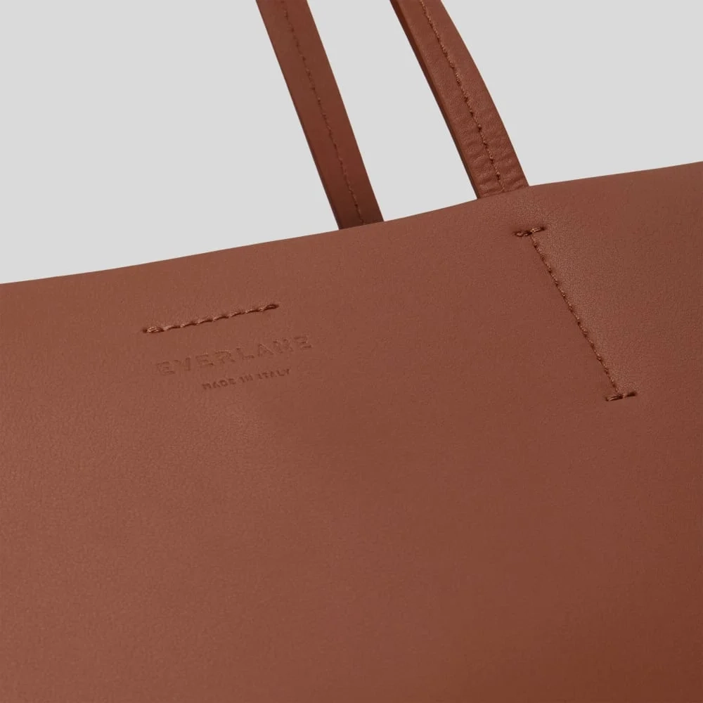 The Luxe Medium Italian Leather Tote | Cognac (2)