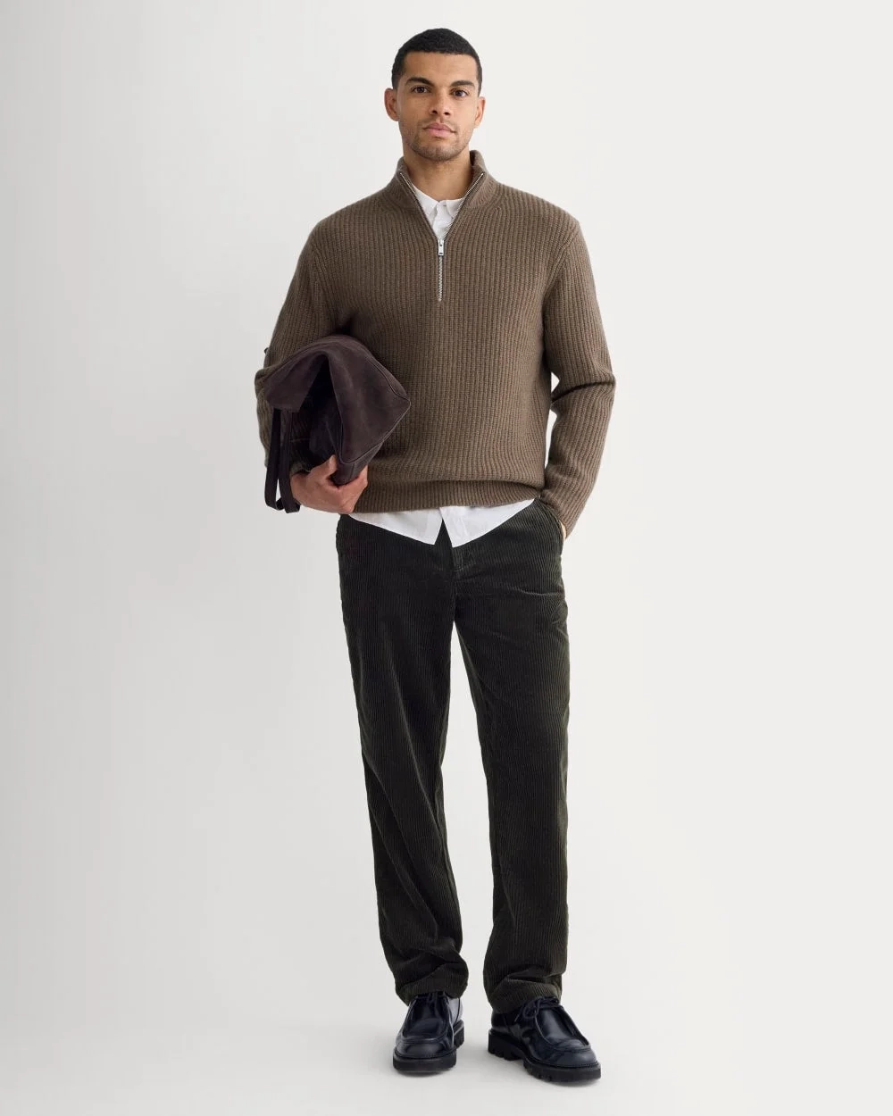 The Felted Merino Half-Zip Sweater | Heather Chocolate Martini (3)