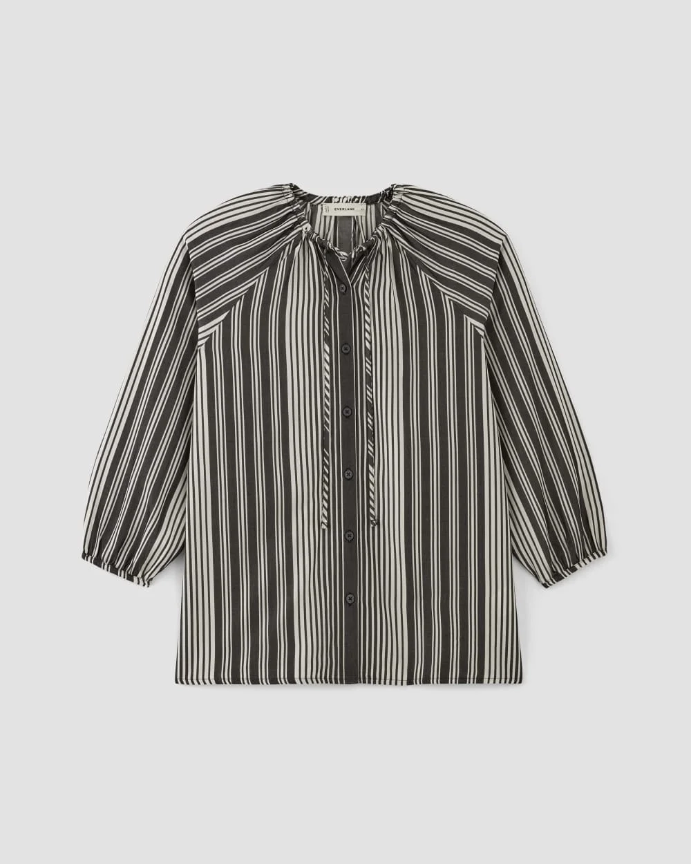 The Gathered Shirt in Butterlite | Black / Bone (2)