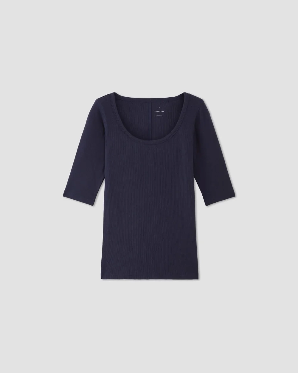 The Luxe Rib Scoop-Neck Tee | Navy (3)