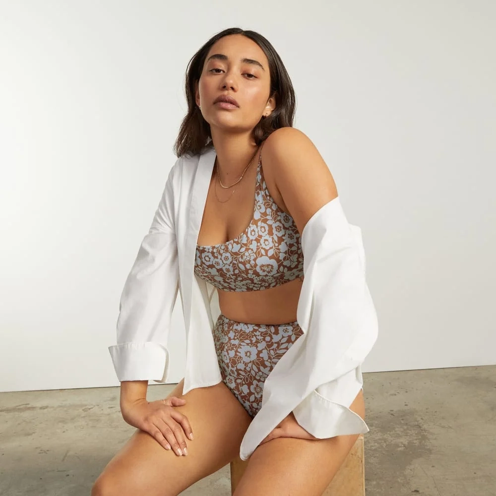 The Square-Neck Bikini Top | Honey Floral (3)
