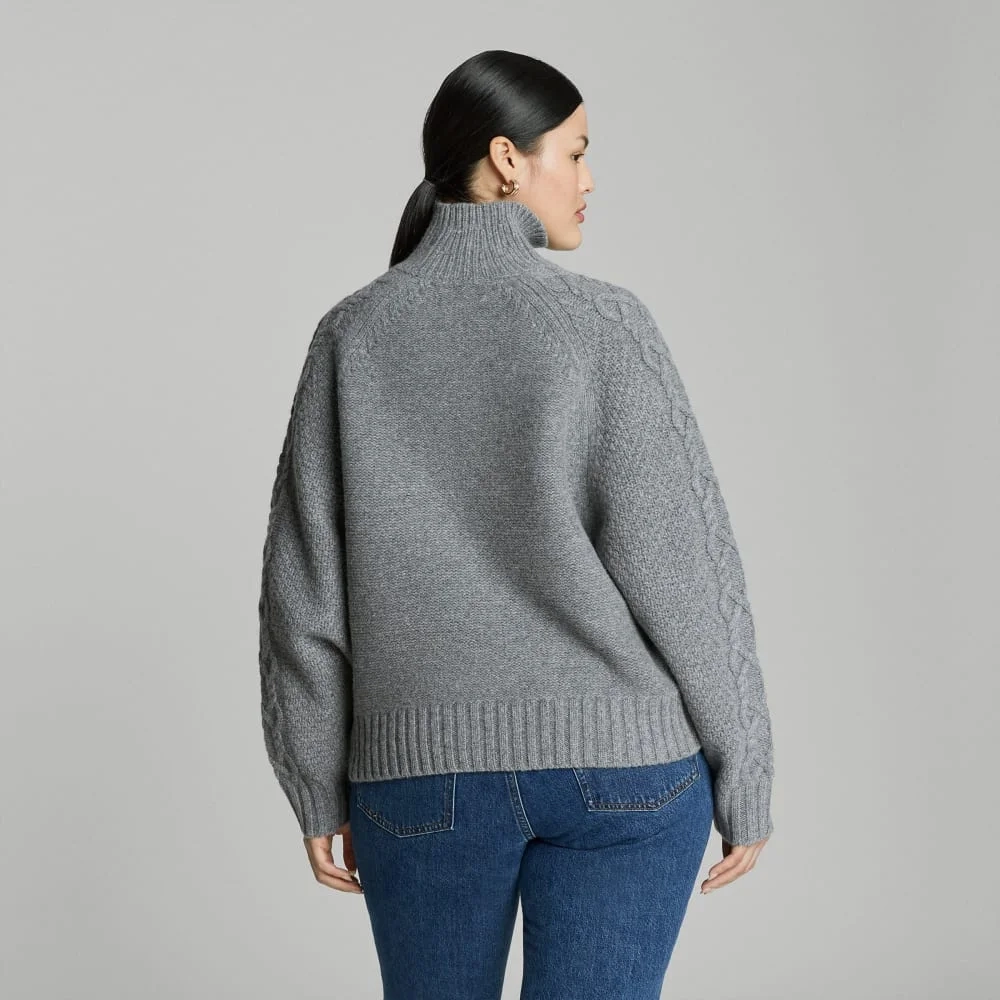 The Felted Merino Cable Sweater | Heathered Mid-Grey (2)