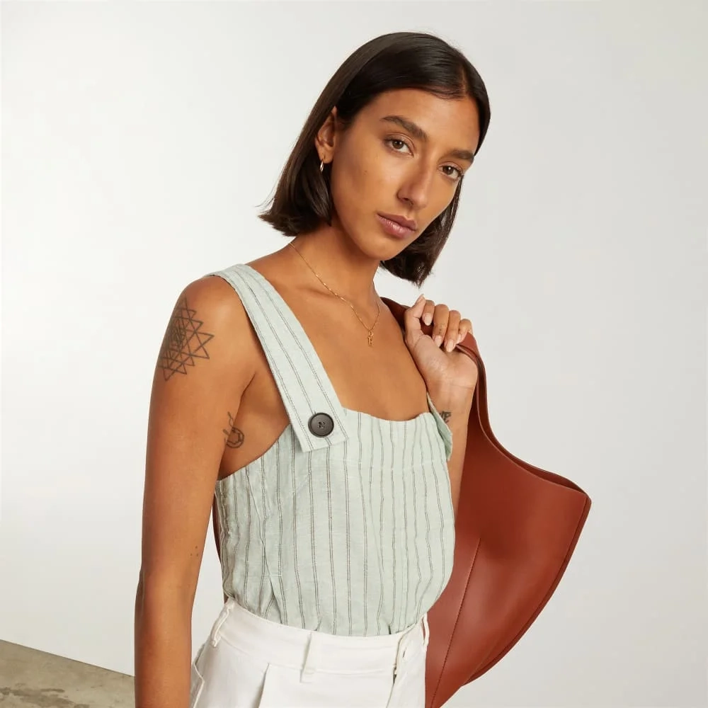 The Apron Linen Tank | Seafoam Pinstripe (3)